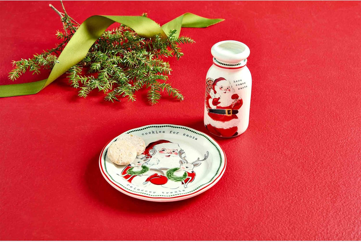 Vintage Santa Milk & Cookie Set