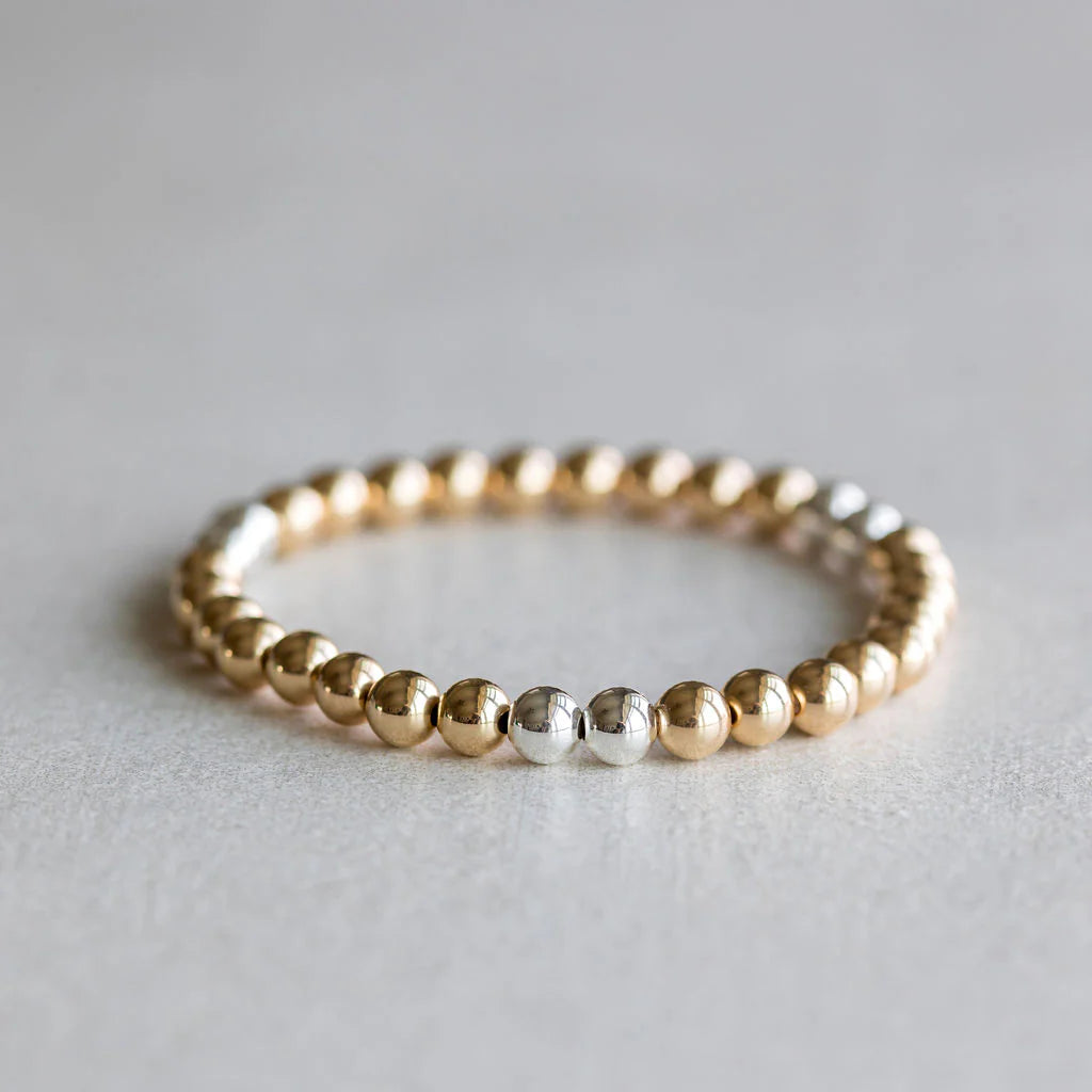 6mm Gold with Silver Accent Bracelet