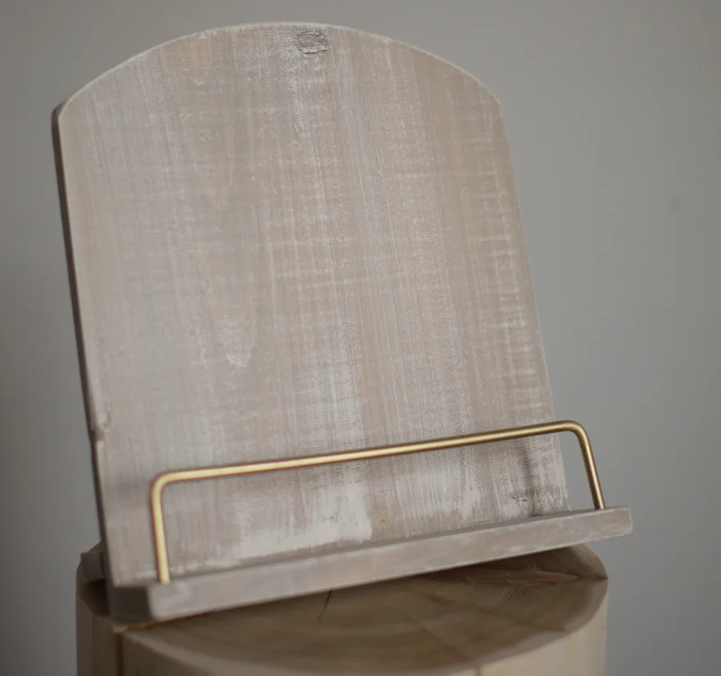 Cookbook Stand Driftwood/Gold Bar