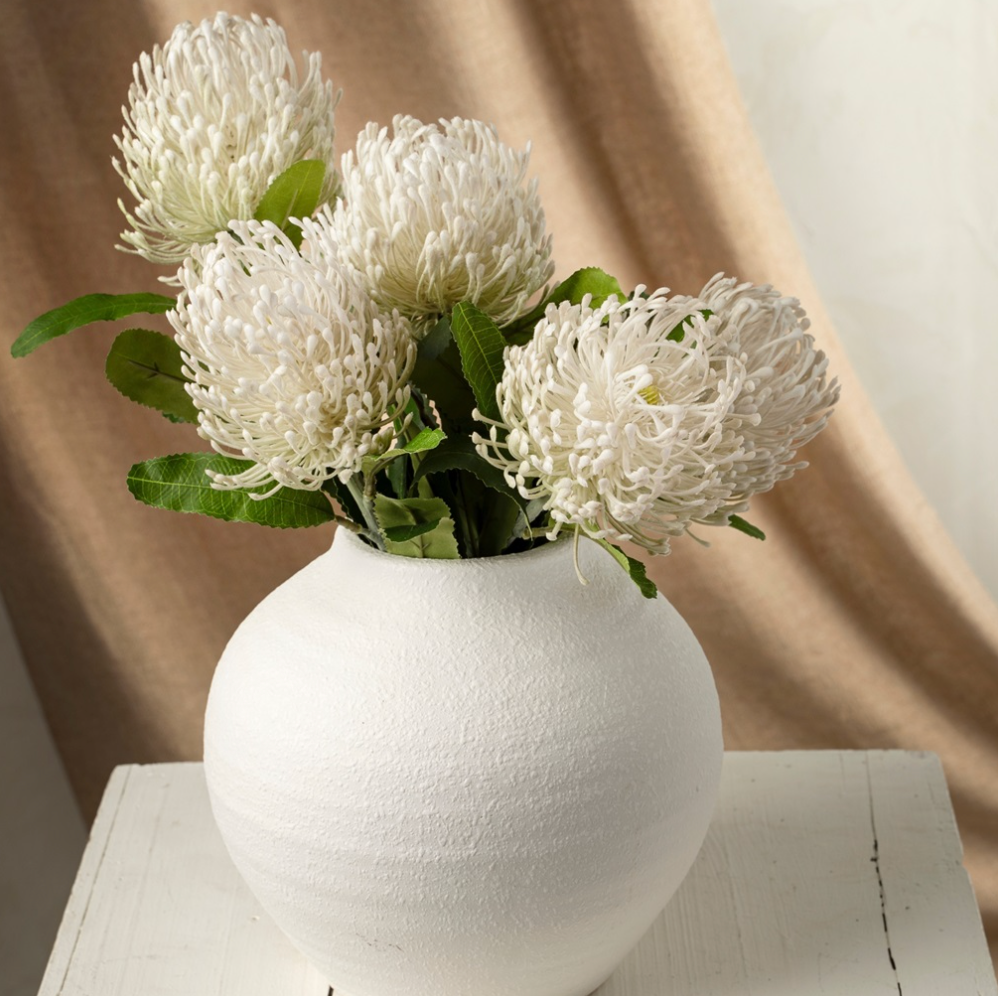Pin Cushion Floral Stem White