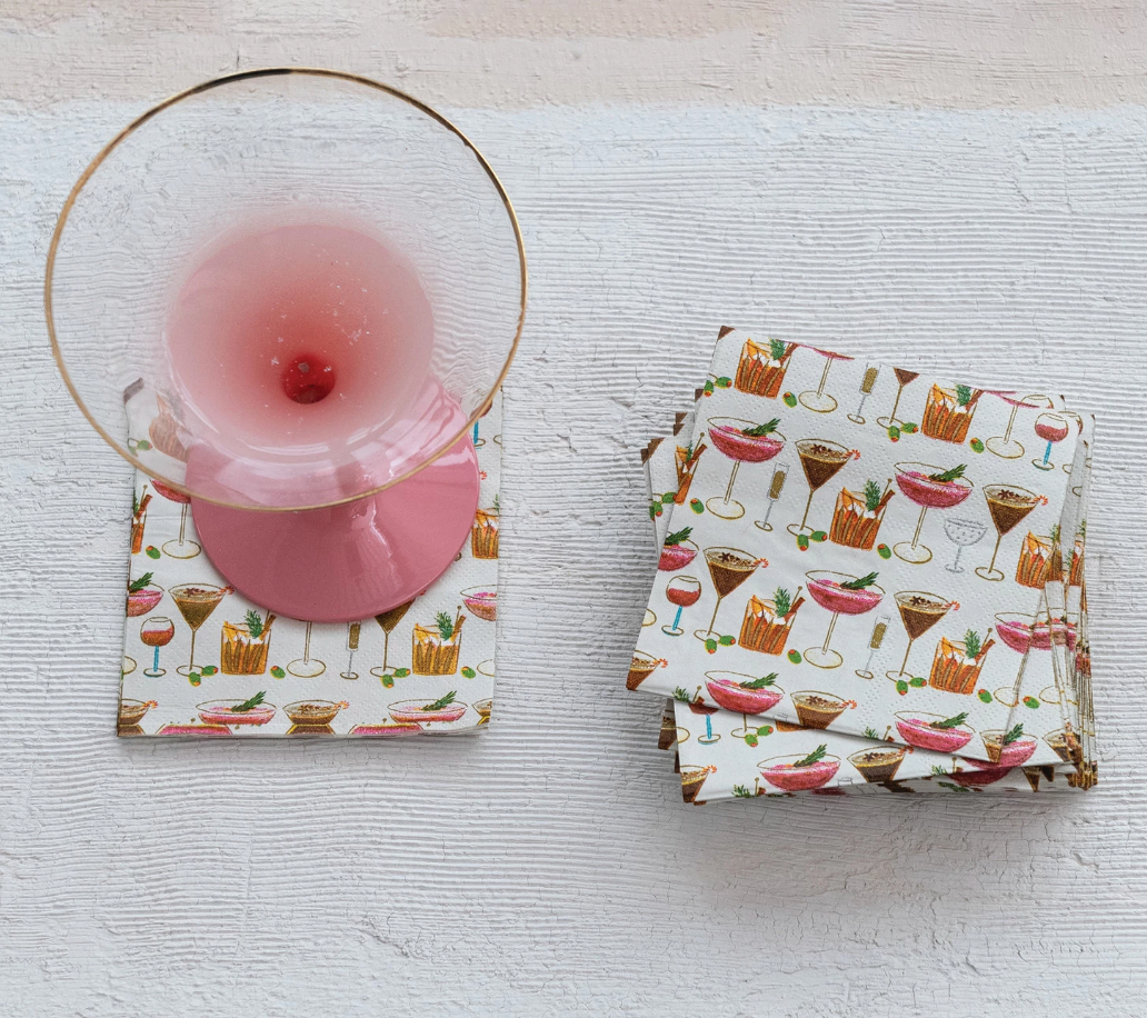 Holiday Cocktail Glass Napkin