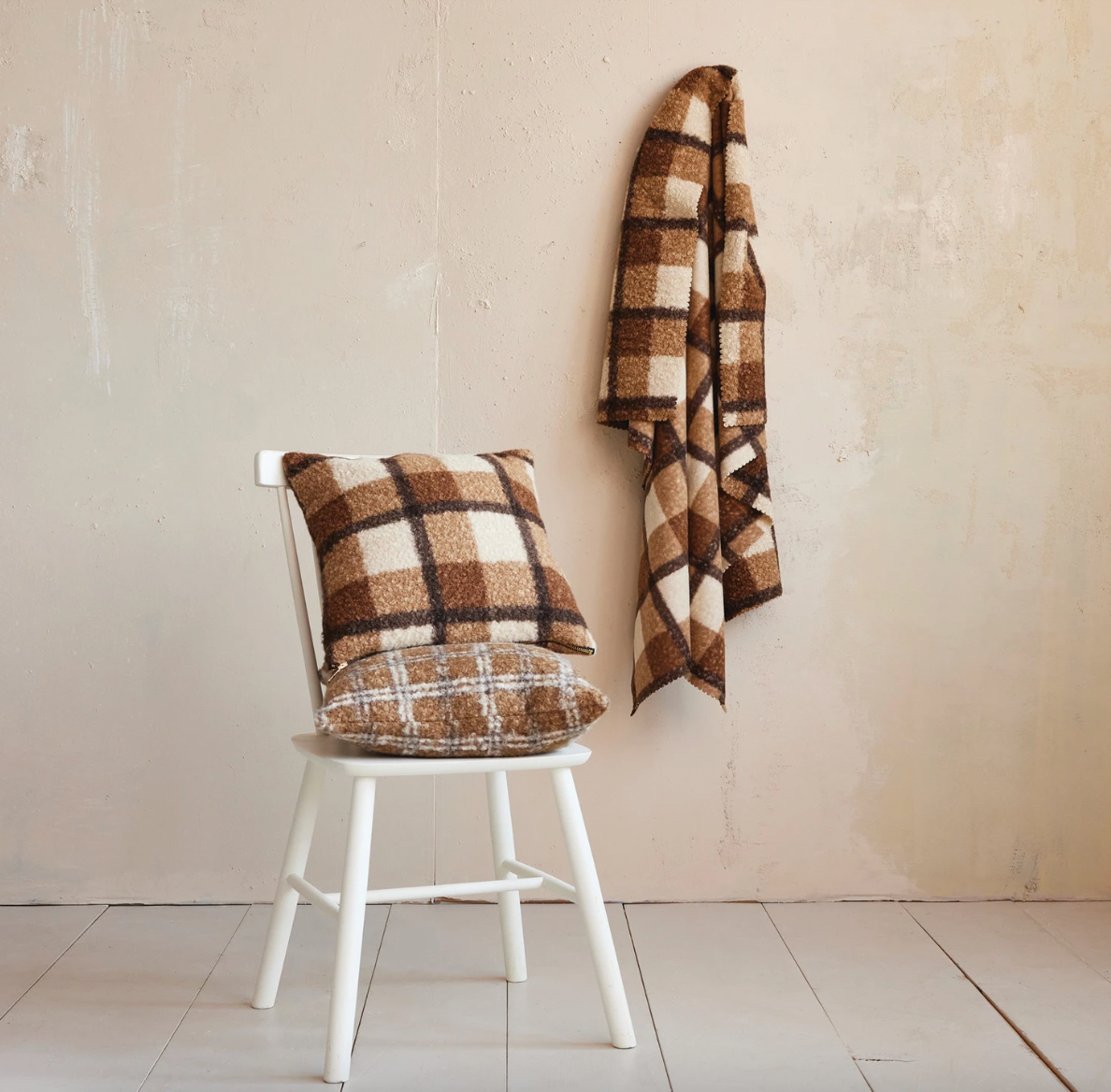 Brown Plaid Faux Sherpa