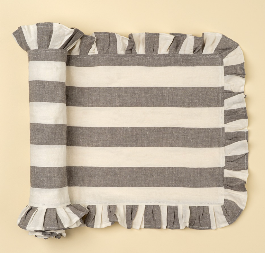 Ruffle Thick Stripe Table Runner