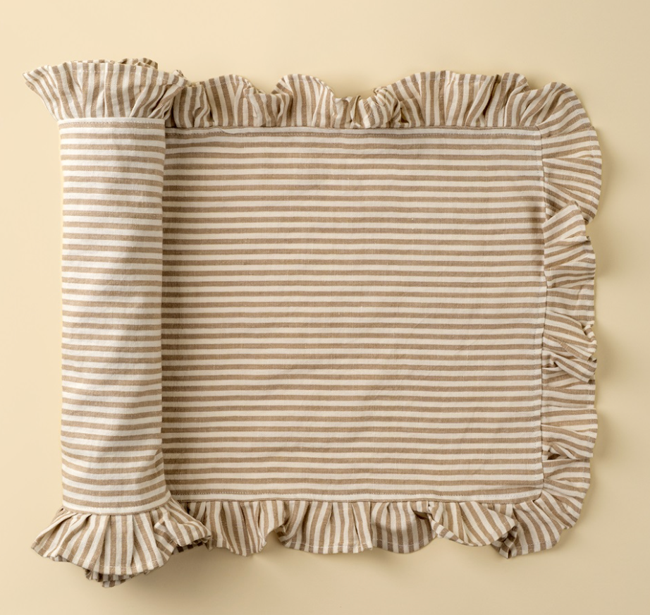 Ruffle Thin Stripe Table Runner