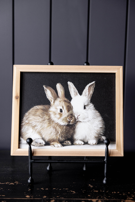 Baby Rabbits Pine Framed Art Print