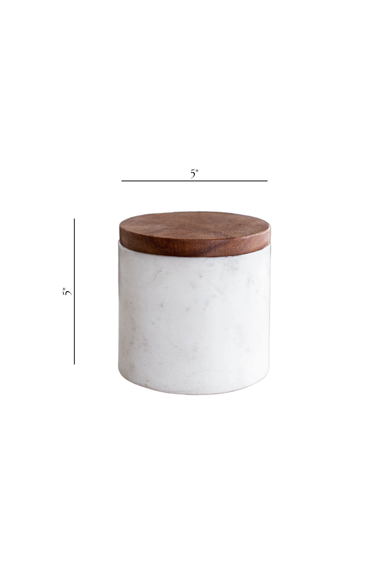 White Marble Jar With Acacia Wood Lid