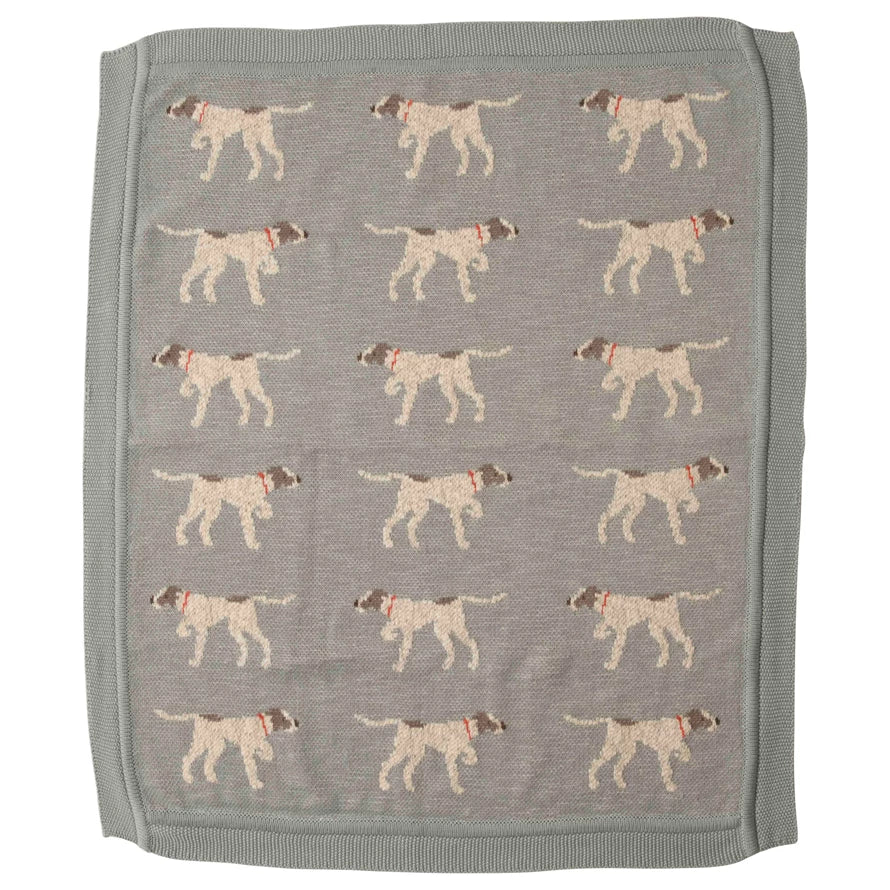 Knit Blanket with Dogs