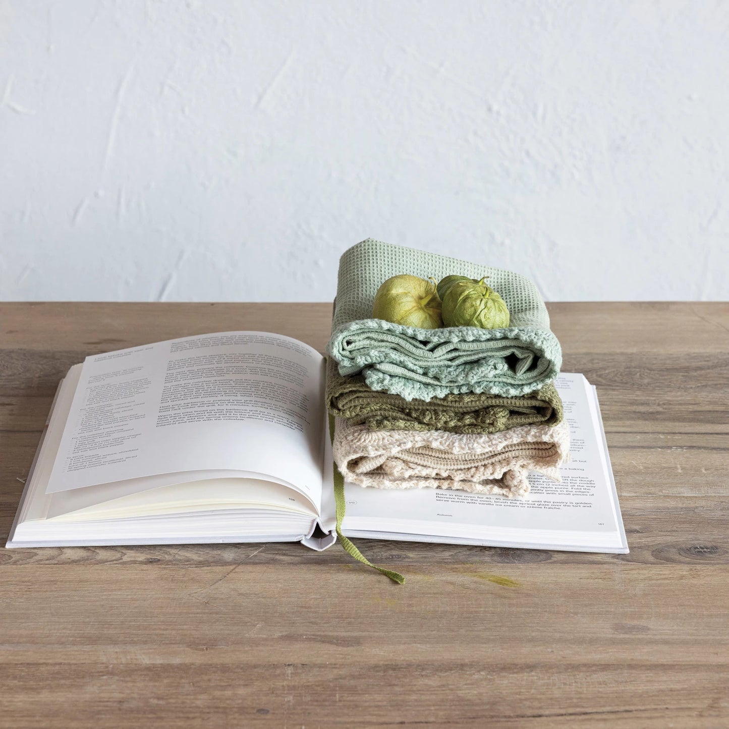 Waffle Weave Tea Towel W/ Lace Trim