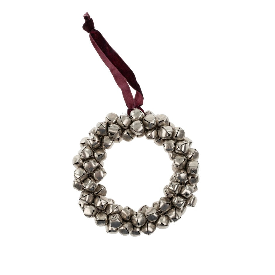 Jingle Bell Wreath Ornament L, Silver