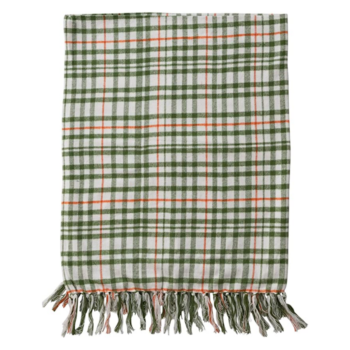 Flannel Throw Green/White/Sienna