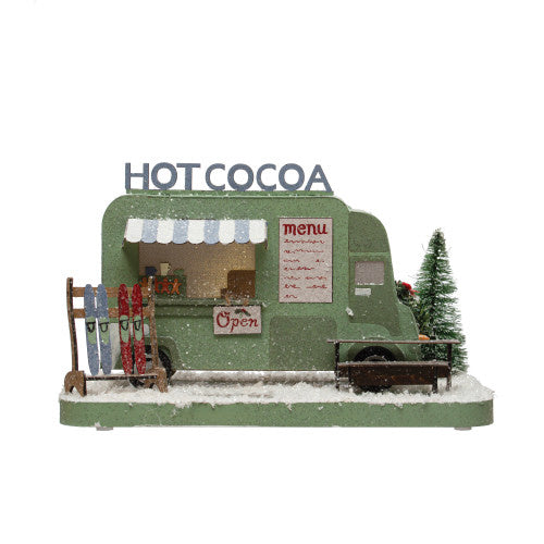 PAPER HOT COCOA TRUCK IN WINTER SCENE
