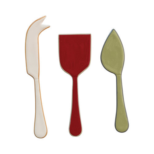 ENAMELED CHEESE SERVERS SET 3