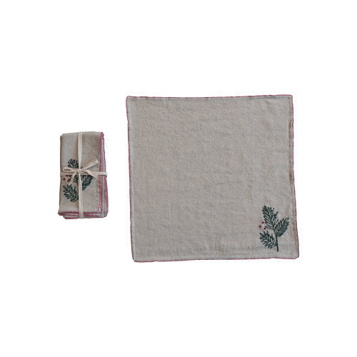 HOLLY EMBROIDERED NAPKINS