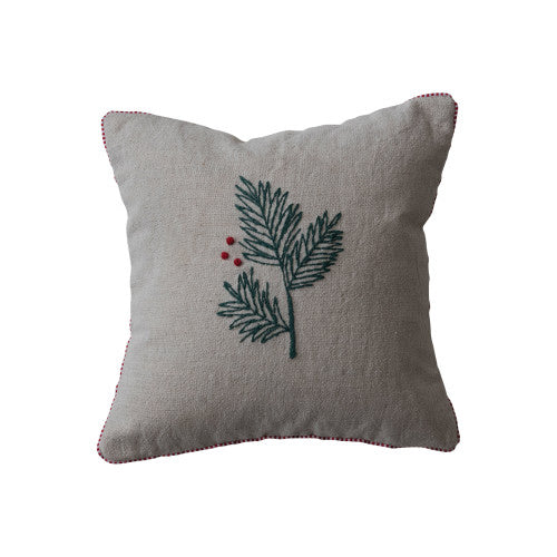 HOLLY EMBROIDERED PILLOW