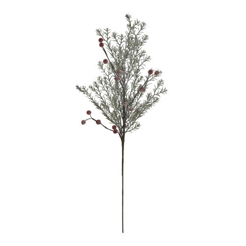 FAUX EVERGREEN PICK WITH RED BERRIES
