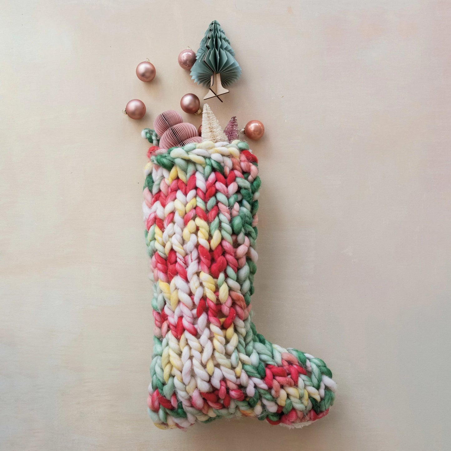 KNIT STOCKING WITH SHERPA BACK