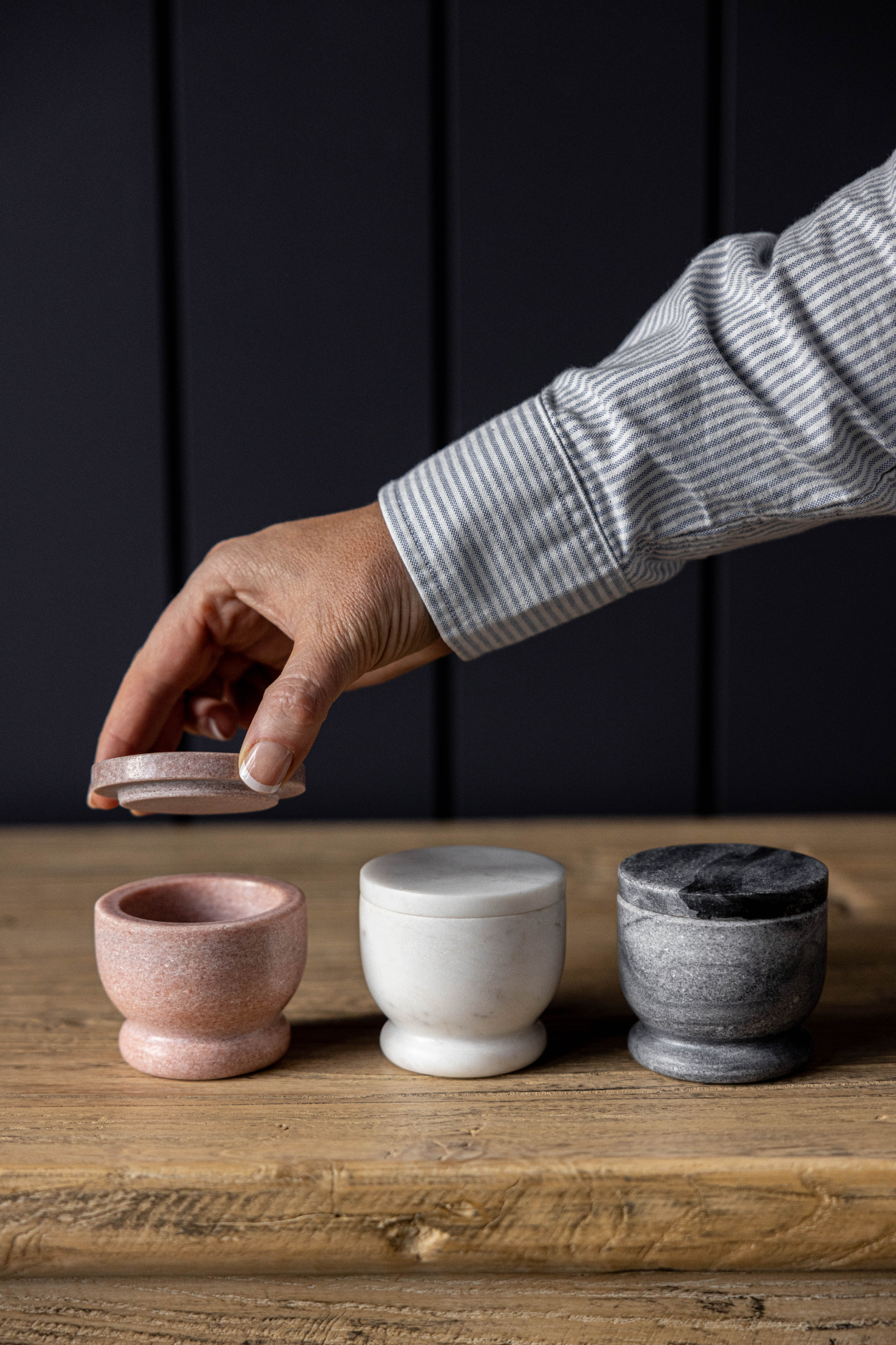 Marble Lidded Salt Cellar