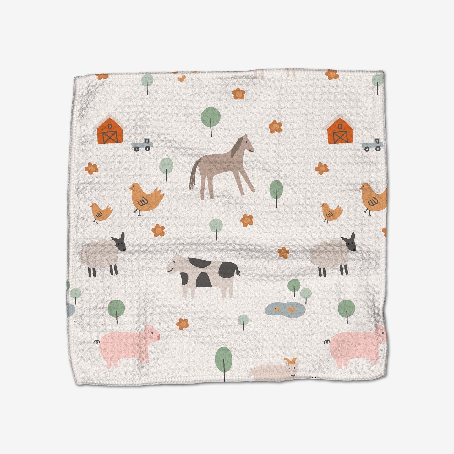 Light Farm Animals Dishcloth