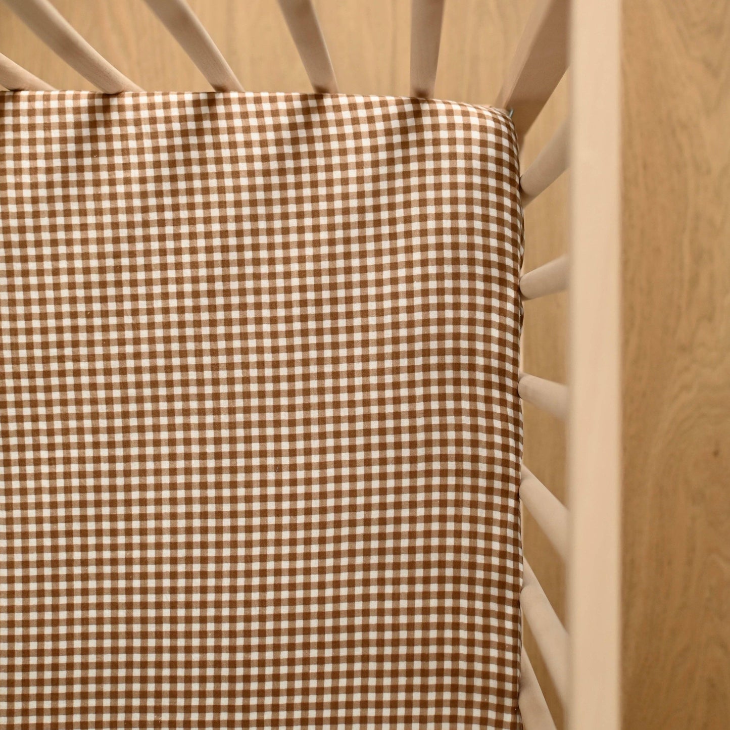 Crepe standard crib sheet - Vichy brown