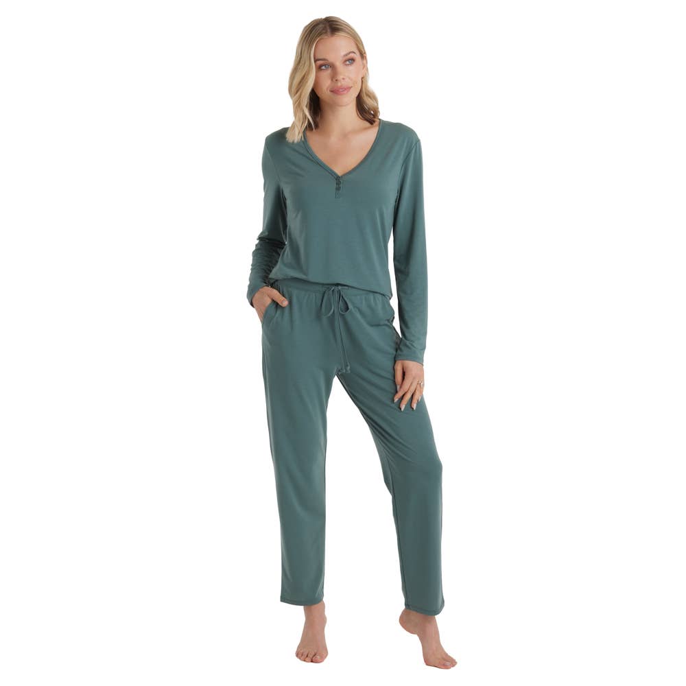 Quinn - Y-Neck Henley PJ Set with Jogger Pant