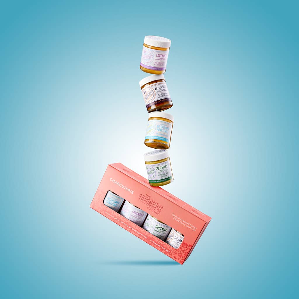 CHARCUTERIE Gourmet Honey Gift Sets with Gold Spoon