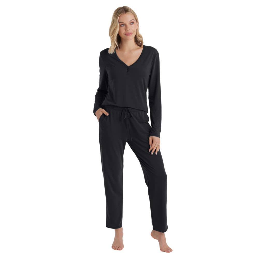 Quinn - Y-Neck Henley PJ Set with Jogger Pant