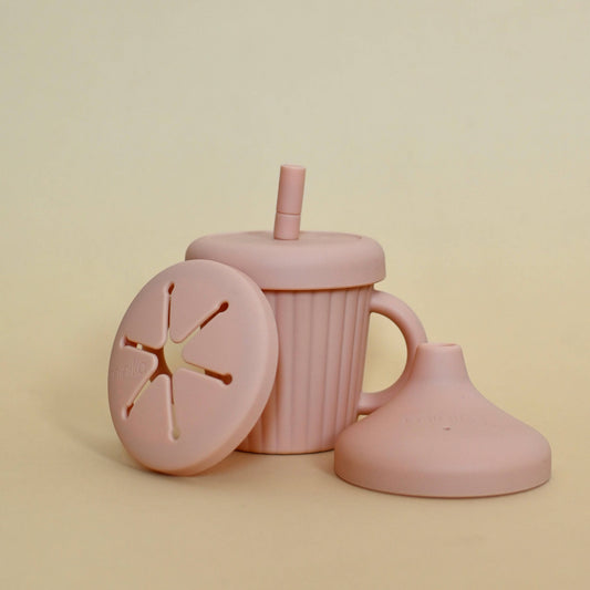 Stainless & Silicone 3-in-1 cup - Blush