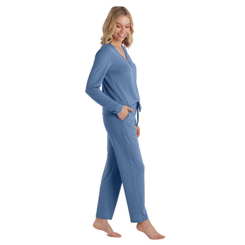 Quinn - Y-Neck Henley PJ Set with Jogger Pant