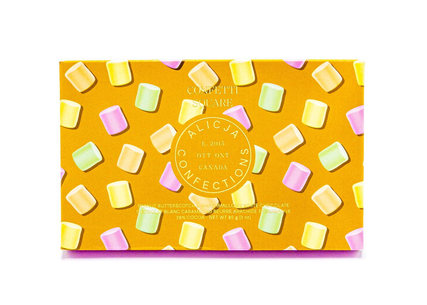 Confetti Square White Postcard Chocolate Bar