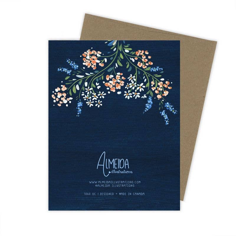 Navy Floral Ring Engagement Card
