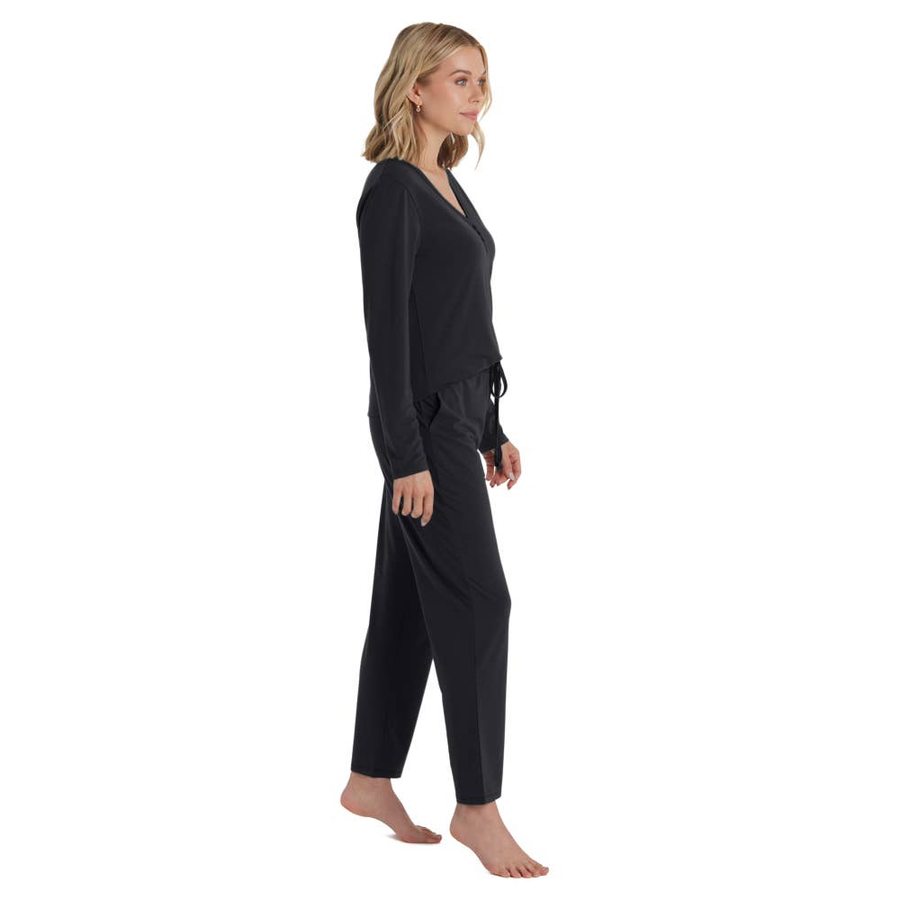 Quinn - Y-Neck Henley PJ Set with Jogger Pant