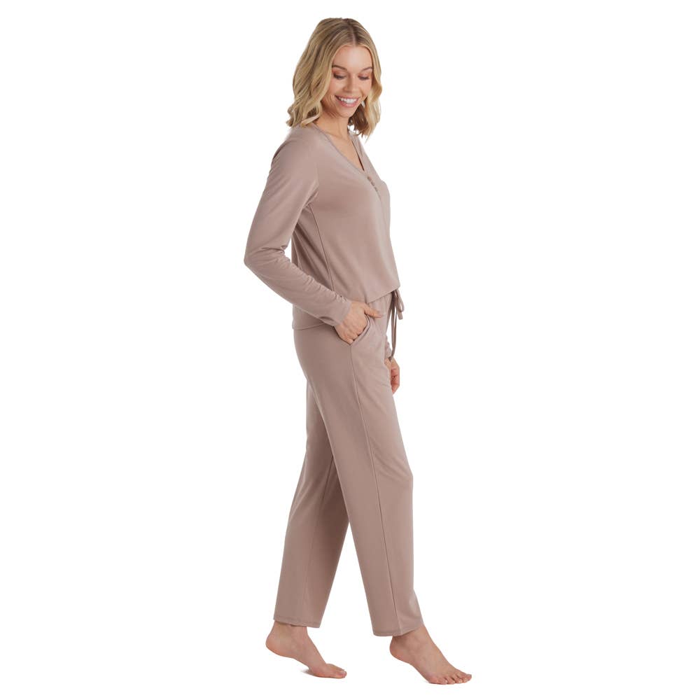 Quinn - Y-Neck Henley PJ Set with Jogger Pant