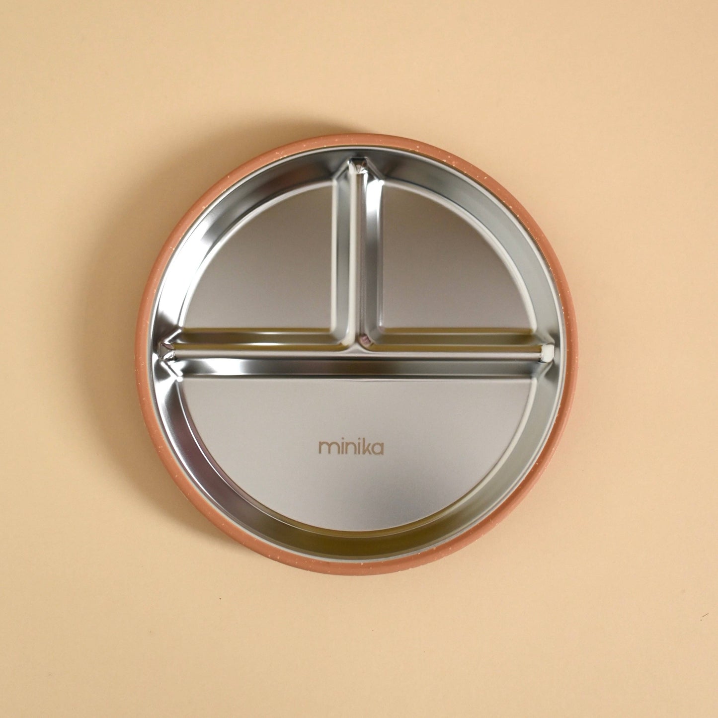 Stainless & Silicone Suction Plate - Almond