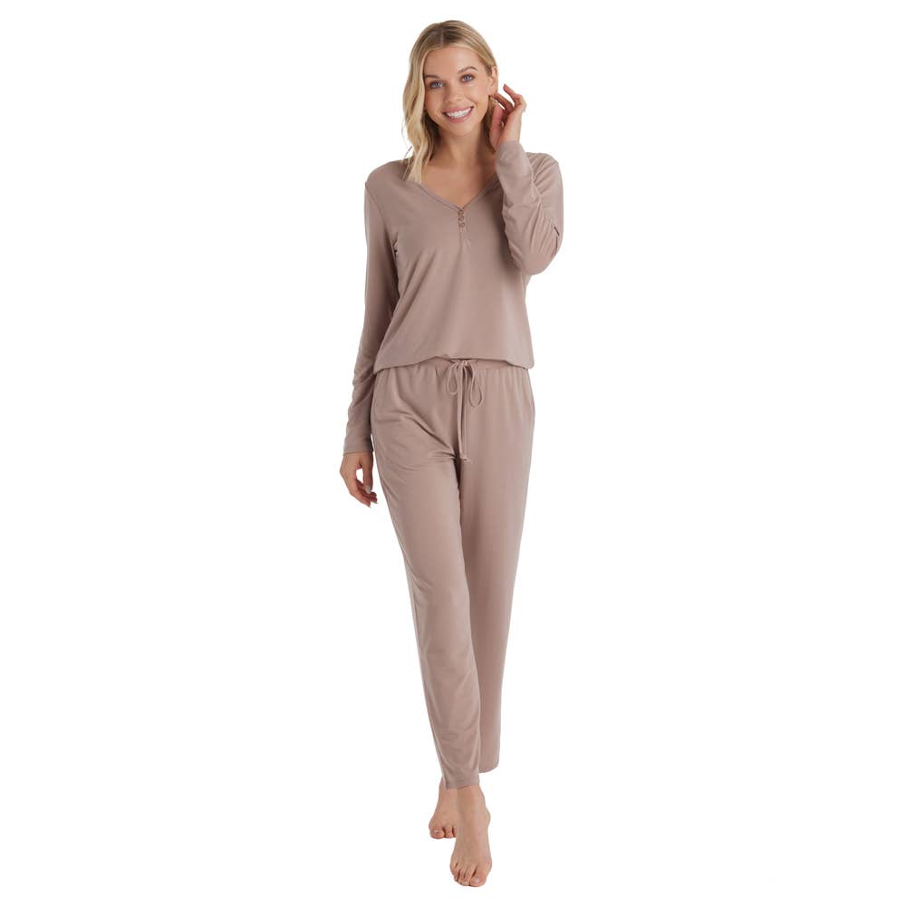 Quinn - Y-Neck Henley PJ Set with Jogger Pant