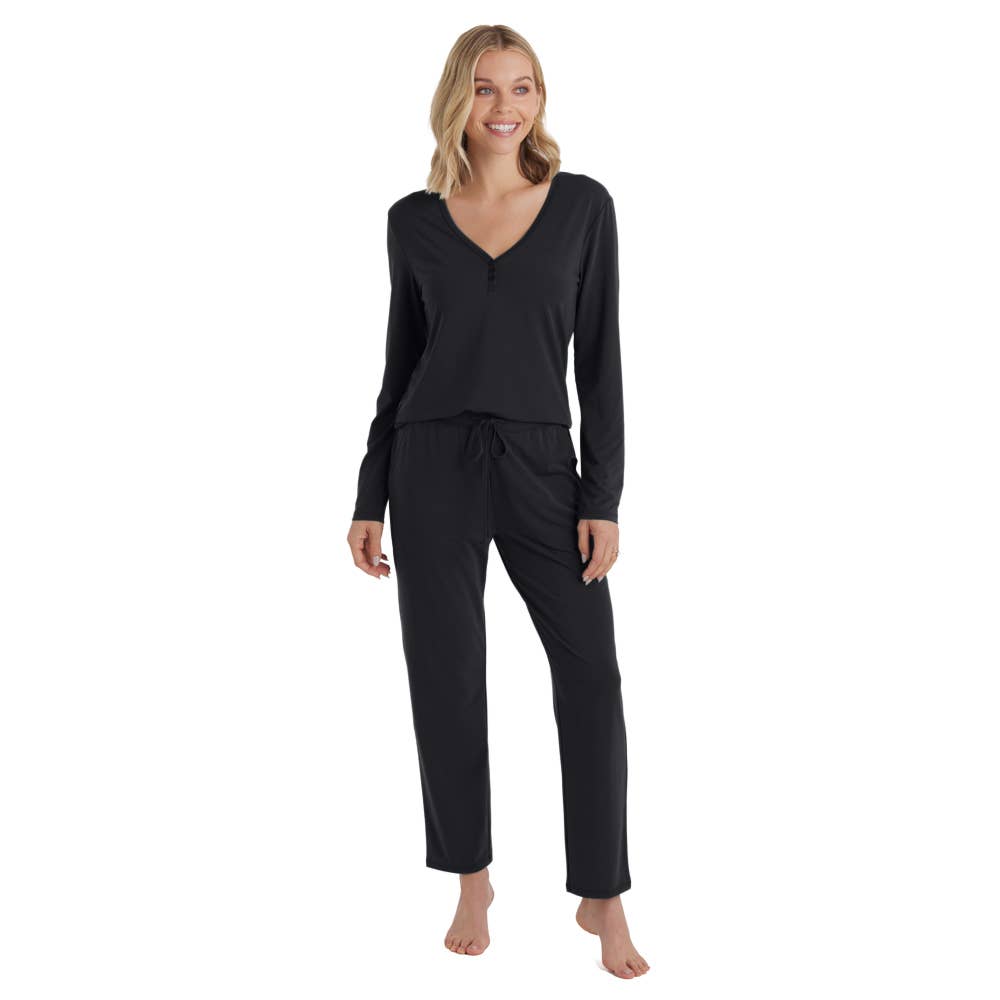 Quinn - Y-Neck Henley PJ Set with Jogger Pant