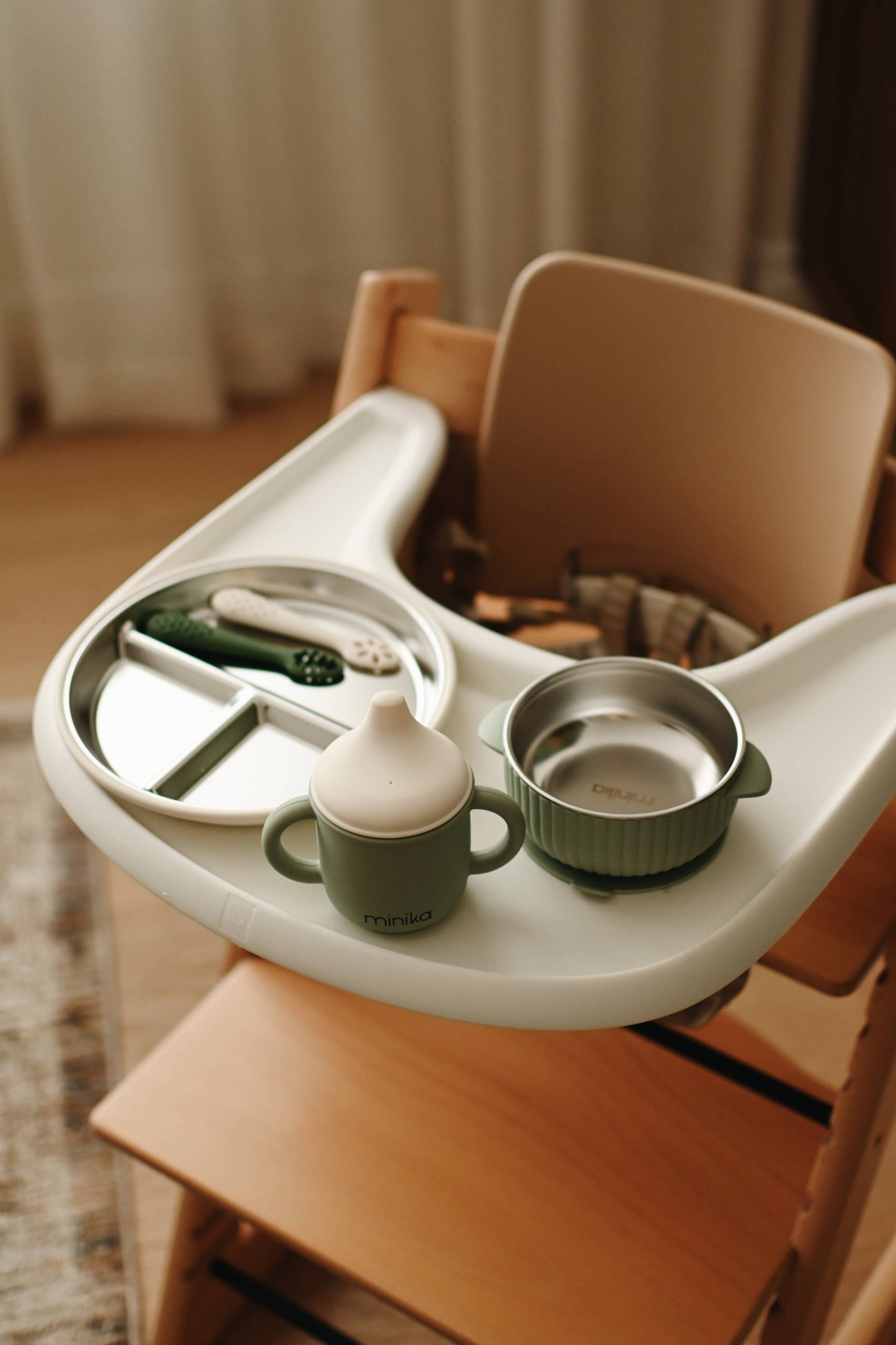Stainless & Silicone Suction Plate - Sage