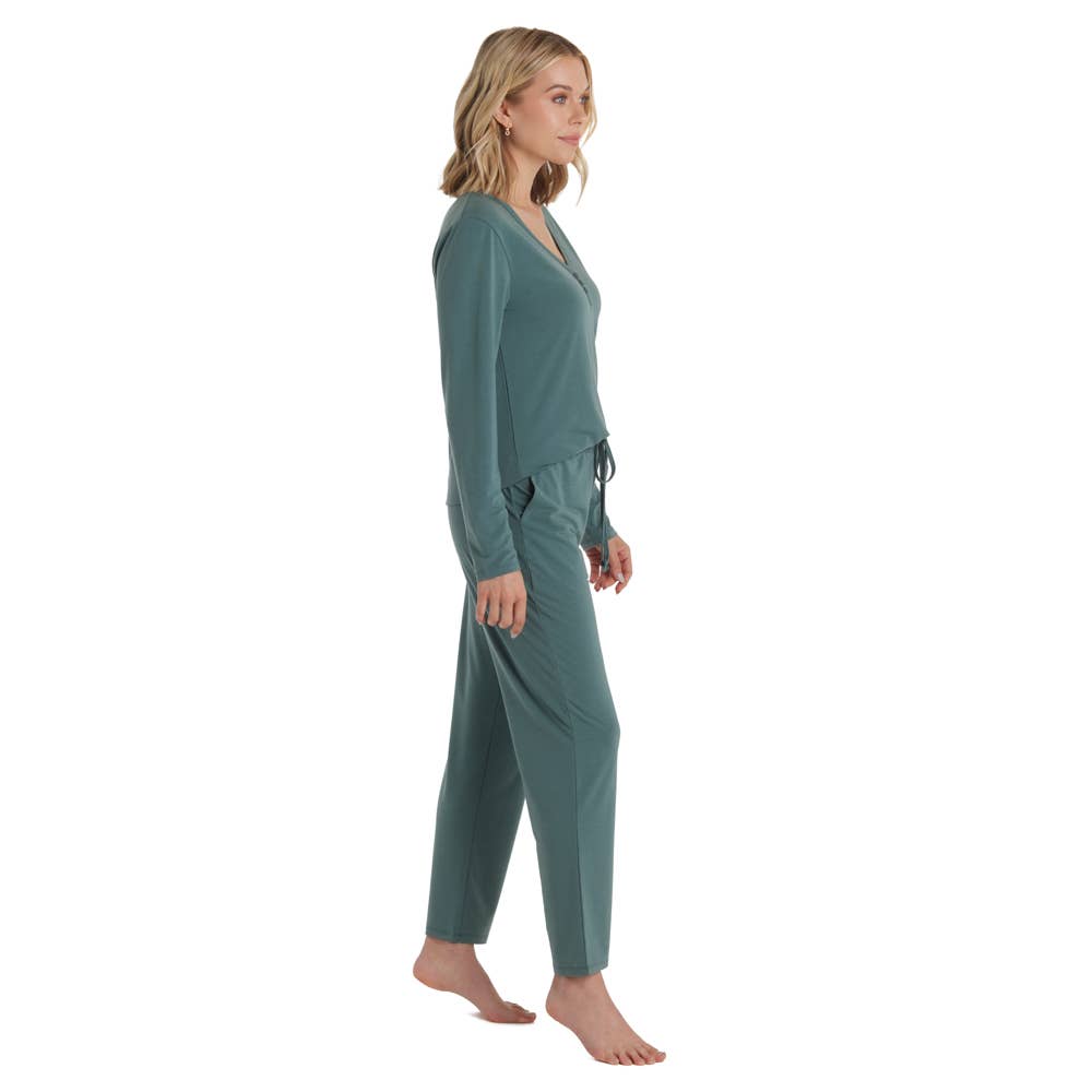 Quinn - Y-Neck Henley PJ Set with Jogger Pant