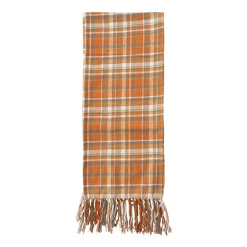 Flannel Plaid Fringe Throw Orange