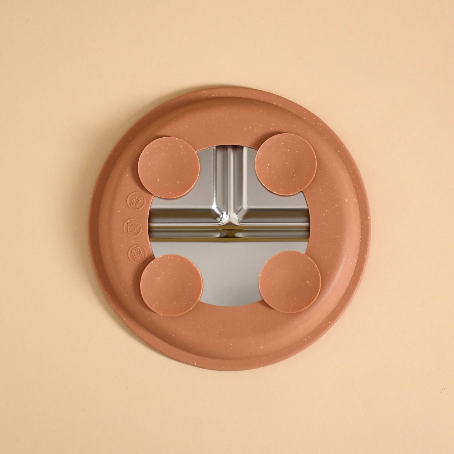 Stainless & Silicone Suction Plate - Almond
