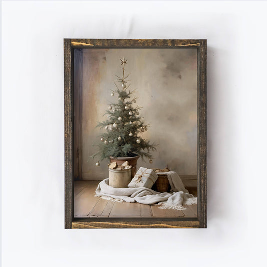 Vintage Christmas Tree Painting