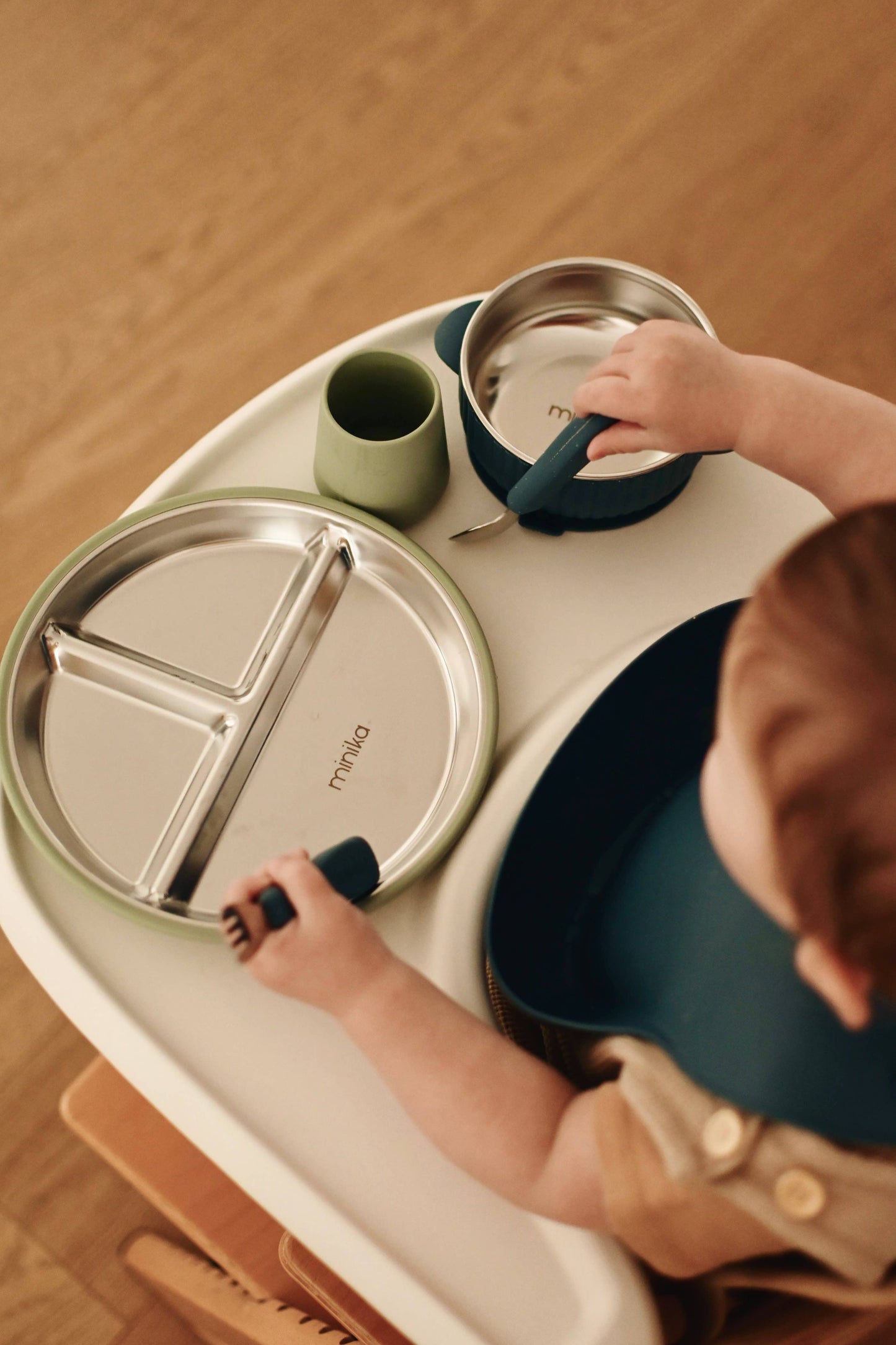 Stainless & Silicone Suction Plate - Sage