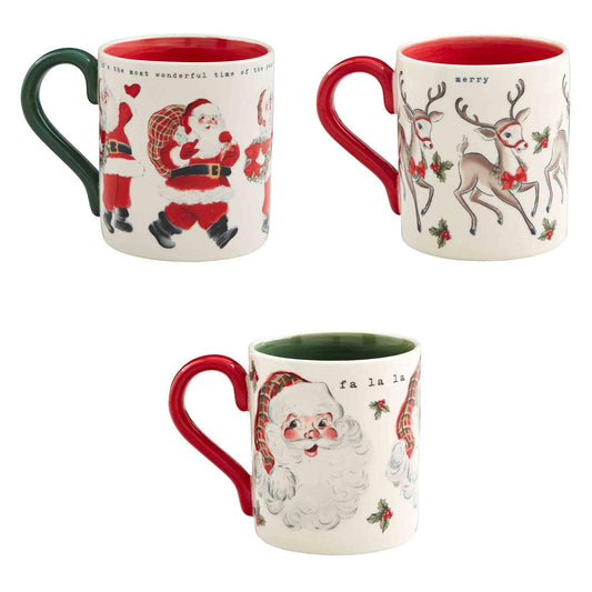 Vintage Santa & Reindeer Mugs