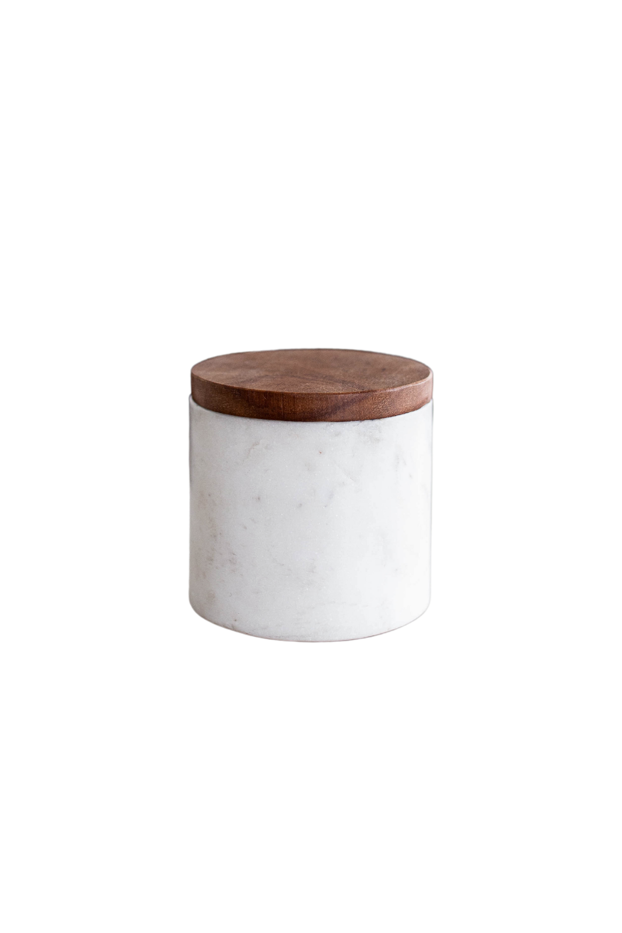 White Marble Jar With Acacia Wood Lid