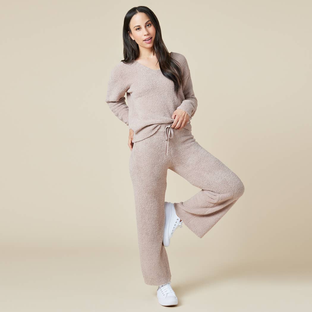 Solid Marshmallow V-Neck Lounge Set