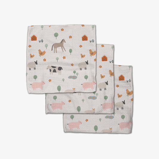 Light Farm Animals Dishcloth