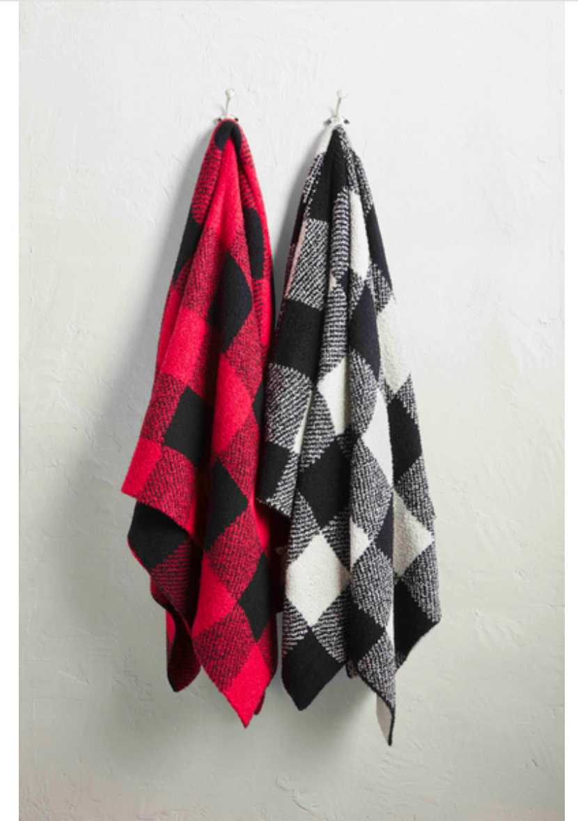 Red Chenille Check Blanket