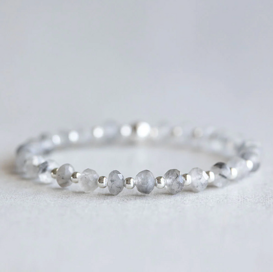 6mm Silver & Smoky Quartz