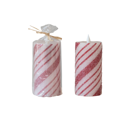 Candycane Flameless Pillar