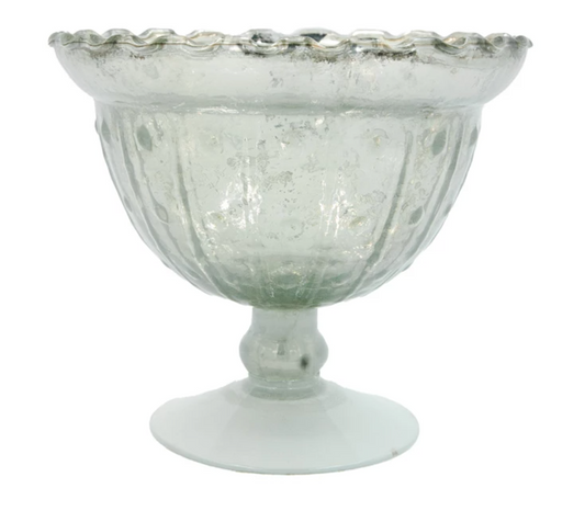 Decorative Embossed Mercury Glass Footed Bowl