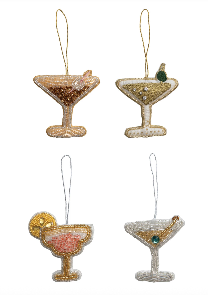 Beaded Holiday Cocktail Ornament